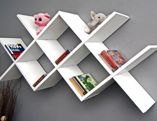 ts-ideen Design retro shelf caro white wall or stand shelf books CD hanging shelf
