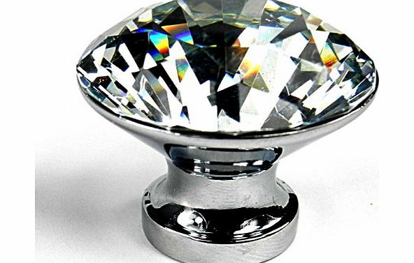 TSSS 5PCS 30mm Diamond Shape Crystal Glass Cabinet Knob Cupboard Drawer Pull Handle/Great for Cupboard, Kitchen and Bathroom Cabinets, Shutters, etc