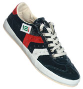 TST 813L Navy, White and Red Leather Trainers