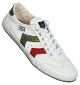 813L White, Red and Khaki Leather Trainers