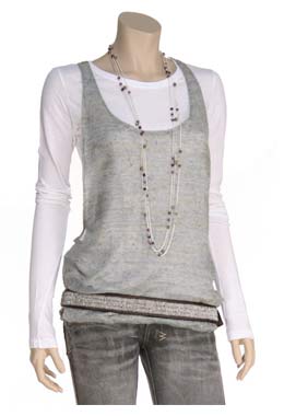 Tsubi Grey Knitted Knot Singlet by Tsubi
