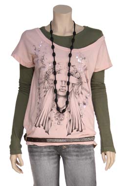 Pink Blindfold Girl T-Shirt by Tsubi