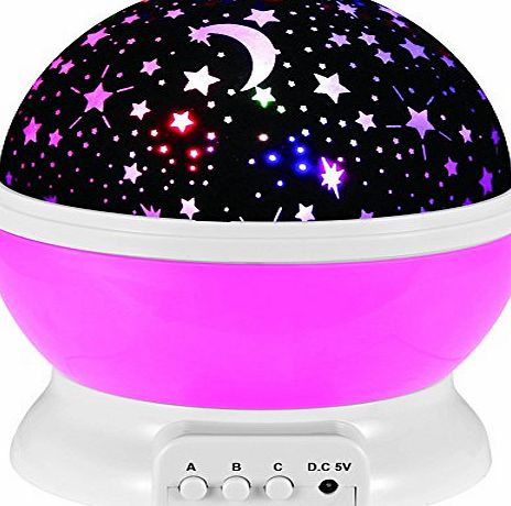 TT Global Starry Night Light Lamp,Romantic Rotating Moon Night Light Lamp Projector with LED Light Projector for Relaxing, Starry Sky Ceriling Projector Baby Kids Nursery Bedroom and Christmas Gift (Pink)