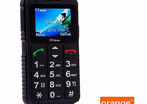 TTfone Dual 2 - Senior Mobile Phone Big Buttons SOS Button Large Dual Sim (Orange Pay as you go)