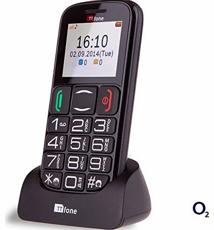 Mercury 2 TT200 O2 Pay As You Go Big Button Basic Senior UK Sim Free Mobile Phone with Dock - Black
