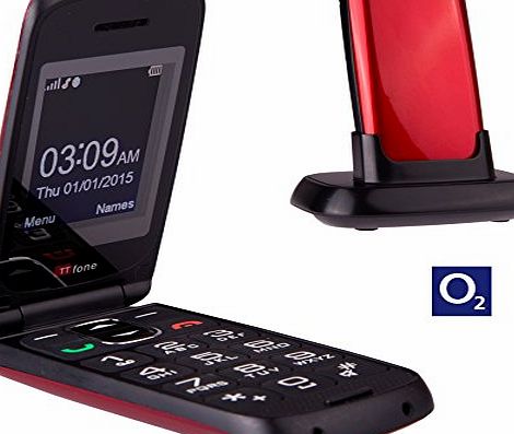 Star Big Button Simple Easy To Use Clamshell Flip Pay as you go - Pre pay - PAYG Mobile Phone (O2 with 10 Credit, Red)