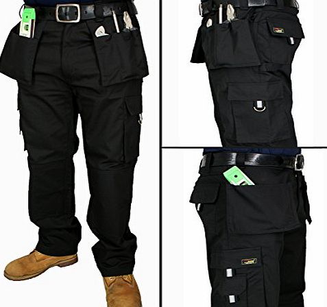 Tuff Trousers Work Trousers Heavy Duty Multi Pocket Triple Stitch Trade WorkWear Combat Pants (40)