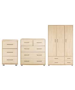 Turin 3 Piece Bedroom Furniture Set - Maple