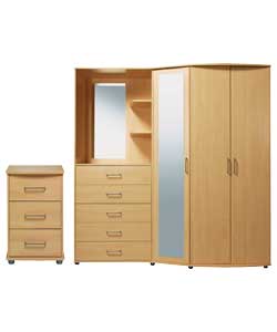 Turin Fitment Mirrored Wardrobe Package - Beech