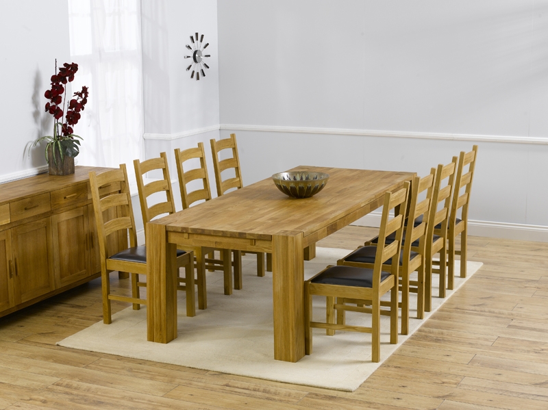 Turin Oak Dining Table - 240cm and 8 Lavena
