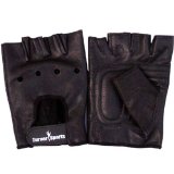 Full Leather Weight Lifting Training Gloves Black Body Building Glove Medium