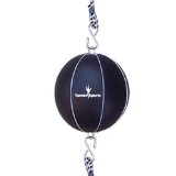 Geniune Cowhide Leather Double End Ball Punching Ball with Elasticated Straps, Black