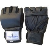 Leather Grappling Gloves MMA Glove Kick Boxing Professional Martial Arts Sparring bag Mitts Black Small