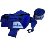 Turner Sports Poly Cotton Weight Lifting Kick Boxing Hand Wraps With Velcro Closure Straps Blue 3.5 m