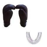 PU Kick Boxing Gloves Professional Martial Arts Sparring bag Gloves Black 8 oz with Free Gum Shield