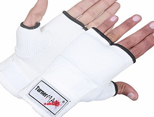 TurnerMAX Elasticated Foam Inner Gloves Kick Boxing Bag Mitt Protective Gear Martial Arts White Large