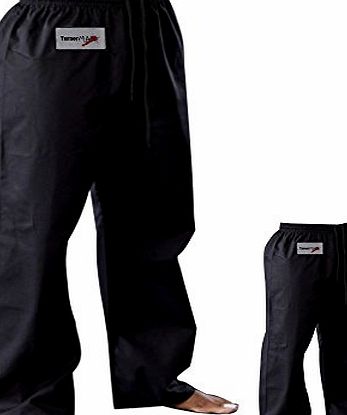 TurnerMAX Karate Trouser Training Pants Martial Art kung Fu GI Suits Kick Boxing Training Equipment Cotton Black 130