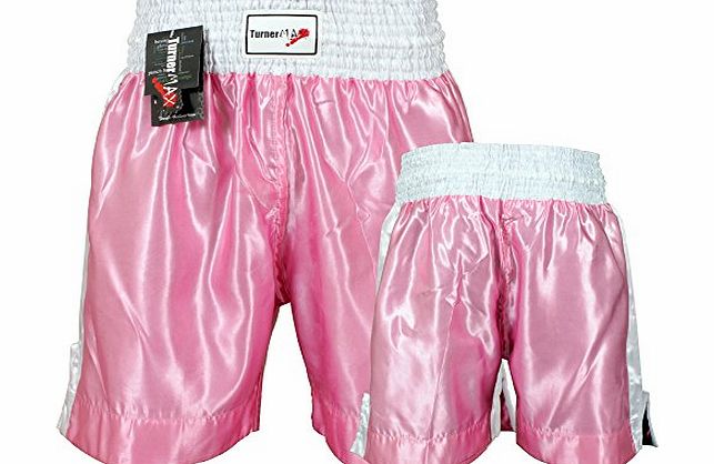 TurnerMAX Muay Thai Boxing Shorts Trunks Kickboxing Short Martial Arts MMA UFC Gym Training Pink (Medium)