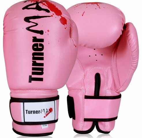 TurnerMAX PU Kick Boxing Gloves Professional Martial Arts Sparring bag Pink, 12oz