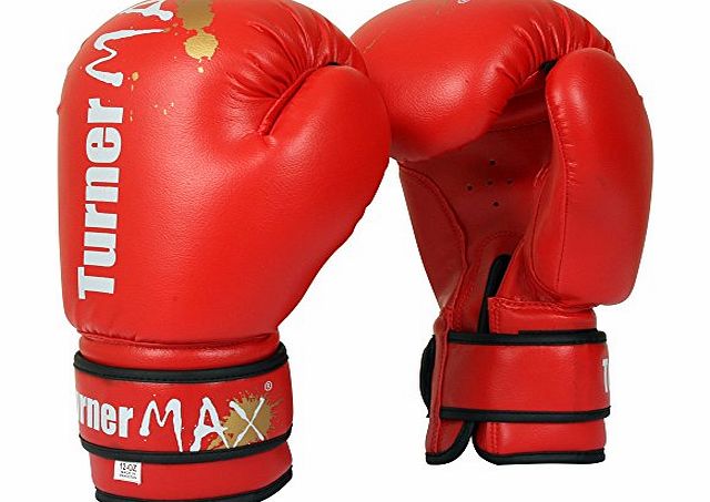 TurnerMAX PU Kick Boxing Gloves Professional Martial Arts Sparring bag Red 12oz