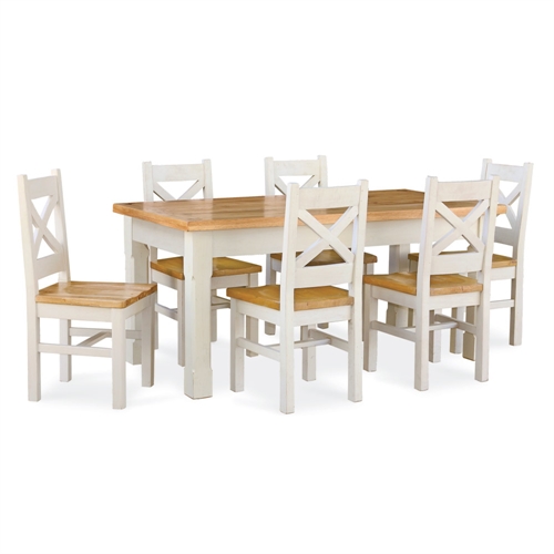 Tuscany Painted 120cm-180cm Dining Table with 6