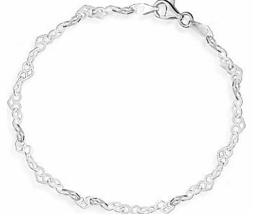 Tuscany Silver Patterned Heart Link Bracelet 19cm/7.5``
