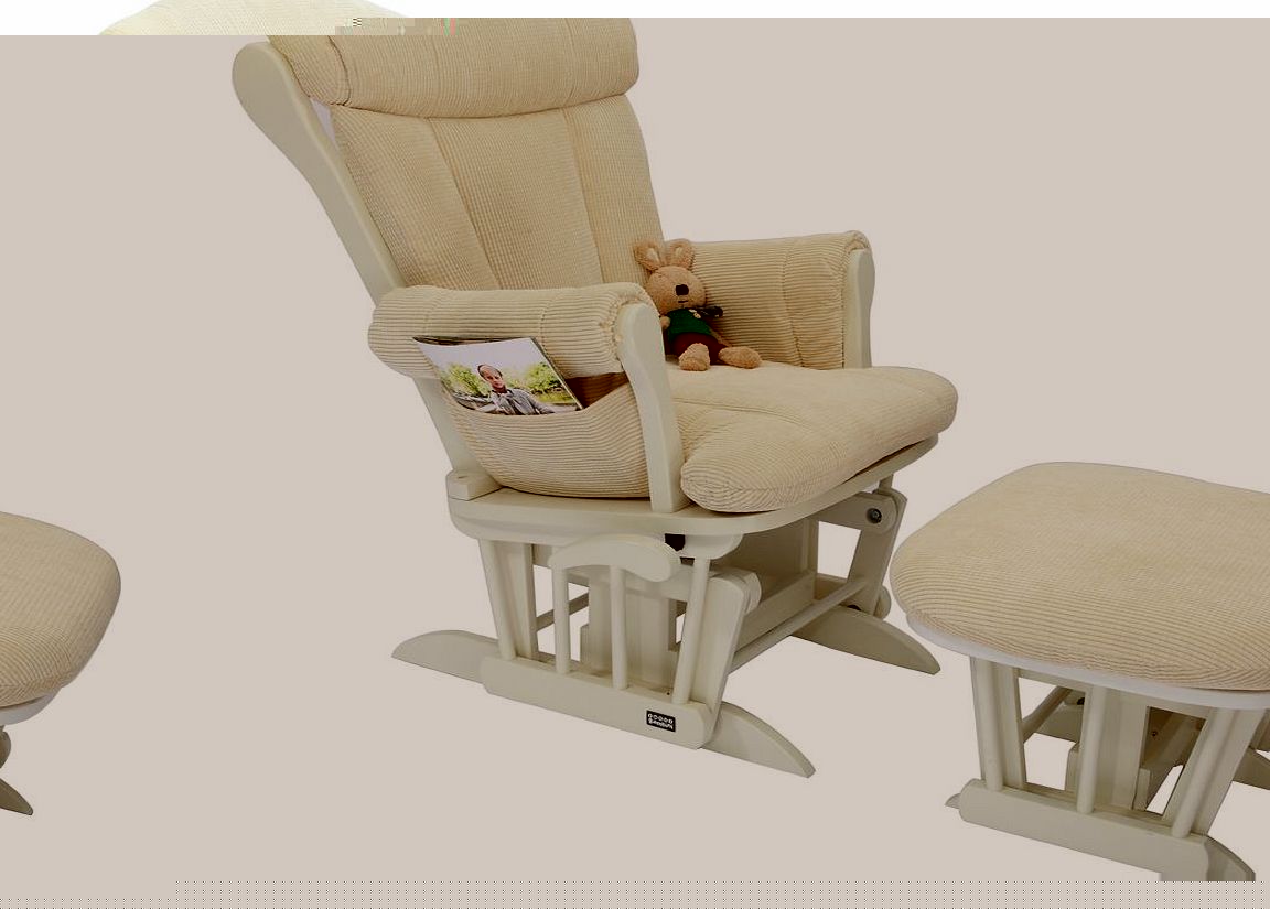 Rose White Glider Chair  Stool