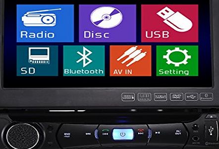 TUVVA KSD7843B In-Dash Single-DIN 7-inch Motorized Touchscreen DVD / CD / USB / SD / AUX-IN / MP4 / MP3 Player Receiver Bluetooth Audio Streaming Hands-free Calls with Remote Control
