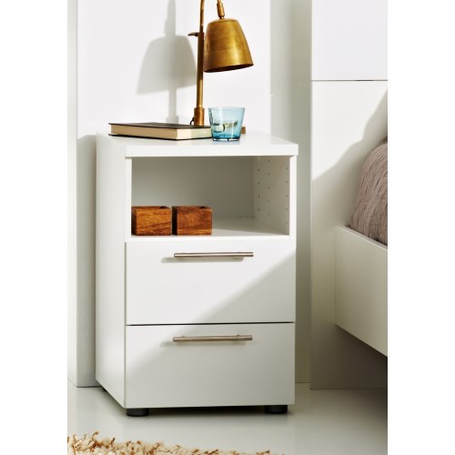 white gloss bedside table