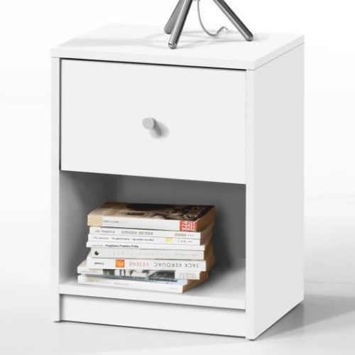 Tvilum May 1 Drawer Bedside Table In White