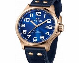TW Steel Pilot Blue Leather Strap Watch