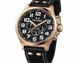 TW Steel Pilot Chronograph Black Leather Strap