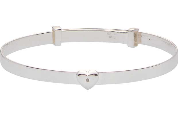 Twinkling Diamonds Sterling Silver Heart Bangle
