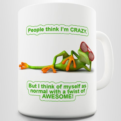 TWISTED ENVY People Think IM Crazy. Cute Frog Printed Coffee Mug