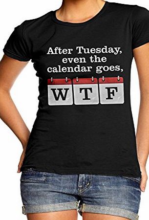 Women Cotton Novelty Design Gift Rude Calendar T-Shirt Black X-Large