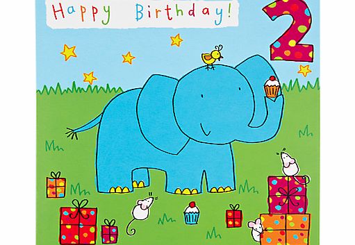 Twizler Elephant 2nd Birthday Card