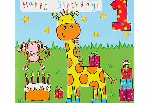 Twizler Giraffe 1st Birthday Card