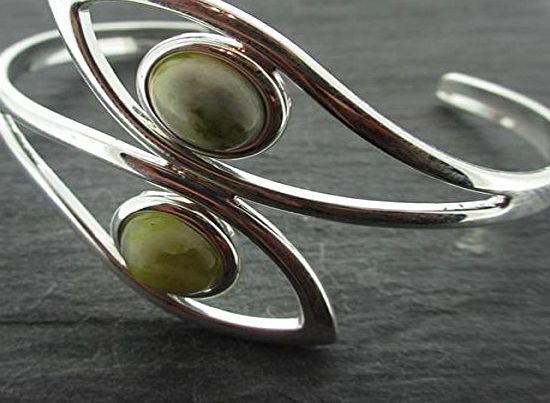 Two Skies Silver Plate amp; Green Marble Double Stone Bracelet