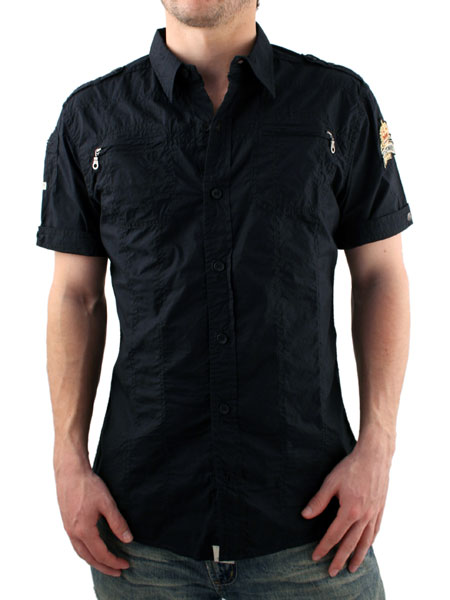 Two Stoned Black Short Sleeved Biker Shirt