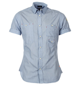 Papas White and Blue Small Check Shirt