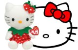 Hello Kitty Strawberry TY Beanie, plush toys (Approximately 8` tall)