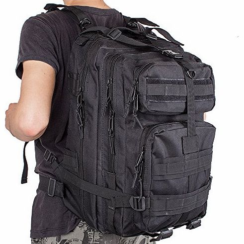 TYFung S-ZONE Tactical Outdoor School Sport Black Military Mello Rucksack Backpack Camping Hiking Trekking Bag 40L 50L