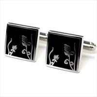 Tyler and Tyler Black Spring Cufflinks by