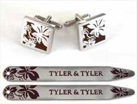 Tyler and Tyler Brown Enamel / Silver Cufflinks/Collar Stays by