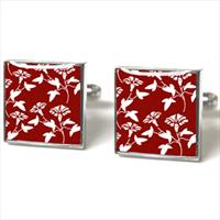Tyler and Tyler Burgundy Jasper Cufflinks by