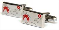 Tyler and Tyler Red Rose Cufflinks by