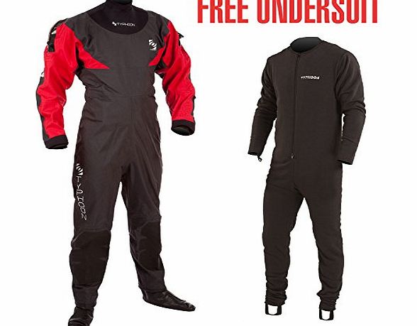 Typhoon Hypercurve 3 B/Z Drysuit with Socks Black/Red 100143 Inc Fleece