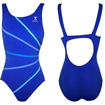 Ladies High Neck Swimsuit With Piping