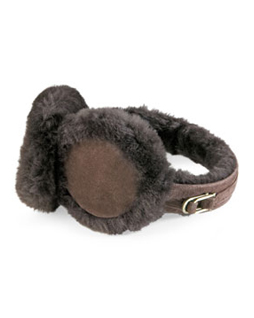 Shearling Double and#39;Uand39; Earmuffs Chocolate