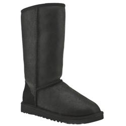 Ugg Female Classic Tall Bomber Leather Upper Casual in Black, Tan